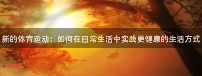 3377体育官网下载平台：新的体育运动：如何在日常生活中实践
